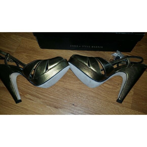 Steven by Steve Madden Sandal Heel Shoe Bronze Metallic Size 7.5 US New In Box - Picture 3 of 4